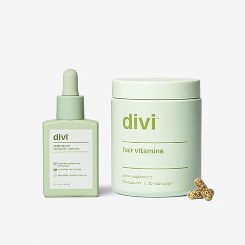 Divi Healthy Hair Bundle: Scalp Serum 1 fl oz and Hair Vitamins, 30-Day Supply