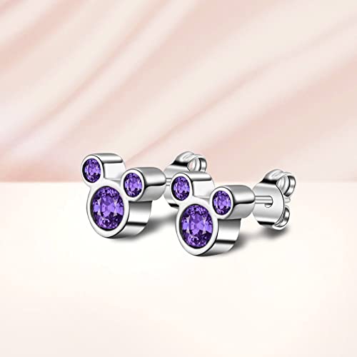 Mouse Shape Stud Earrings 925 Sterling Silver Stud Earrings for Women Jewelry (Mouse Purple)4