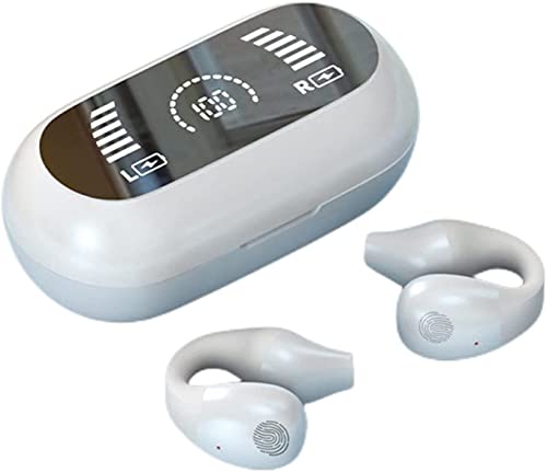 New Wireless Ear Clip Bone Conduction Bluetooth Headphones 5.3,Mini Sports Running Earclip Bone Conduction Headphones,Open Ear Headphones Long-Wear Pain-Free Earphones (White)