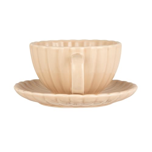 Mug de cerámica de 10 onzas con plato, crema miniatura 4