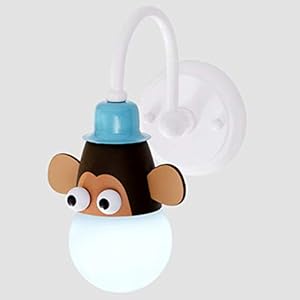 INJUICY Dessin Animé LED Applique Lampe Murale, Appliques de Type Bougeoir en Métal Animal pour La Maternelle, Chevet, Chambre Enfants, Couloir, Chambre à Coucher (Singe, Lumière Blanche)