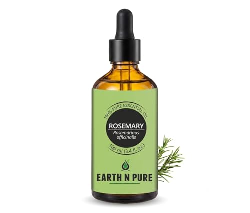 Image of Earth N Pure Rosemary Essential Oil | 100% Pure, Natural & Undiluted | Steam Distilled Rosemary Oil for Hair, Scalp, Skin, Aromatherapy & Diffuser | Vegan & Cruelty-Free | 100ml