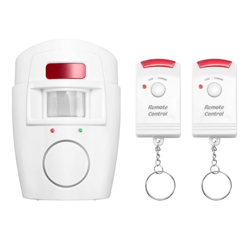 Solimery Alarma de Sensor de Movimiento Infrarrojo Alarma Antirrobo con 2 Controles Remotos, Adecuada para el Hogar/Garajes/Tiendas
