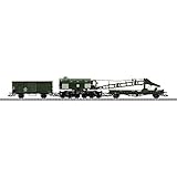 6-achsiger Eisenbahnwagen-Drehkran mit Dampfantrieb Bauart Ardelt mit einer Tragfähigkeit von 57 t mit Kranschutzwagen (Umbau aus Rms Stuttgart) und Gerätewagen der Deutschen Bundesbahn (DB)