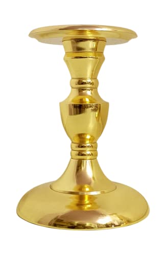 Image of Gold Plated Small Candle Stand | Candle Holder | Modern Design Candle Pillar Candle Holder for Home Decoration | Diwali | Festival | Christmas | (Small, 6 inches, Gold