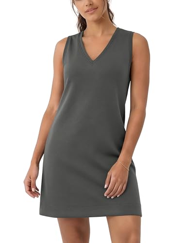 Image of ODODOS Modal Soft V-Neck Tank Dress for Women Sleeveless Sundress Casual Relaxed Summer Dress with Pocket