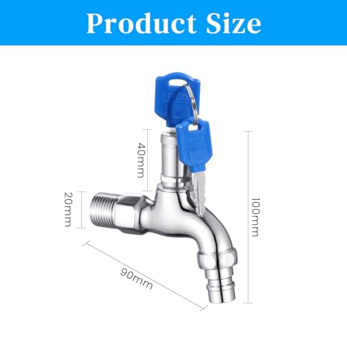 Image of HASTHIP Outdoor Faucet Lock System Stainless Steel 1 /2 inch Faucet with Integrated Lock & 2 Keys, Universal Connection, Secure Outdoor Watering System for Kitchen, Bathroom, Garden, Commercial Use