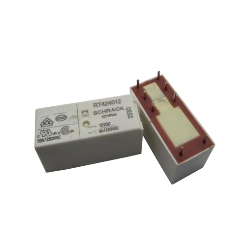 RT424012 General Purpose Power Relay, DPDT, 12VDC, 8A, 8-Pin PCB Mount, 2 Pack