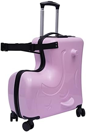 NOPTEG Kids Luggage Ride on Trolley Suitcase, 20" Travel Portable Universal Wheel Luggage, Waterproof PC Kids Suitcase, Rideable Fashionable Funny Suitcase for Girls, Gift for Christmas Birthday