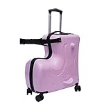 NOPTEG Kids Luggage Ride on Trolley Suitcase, 20" Travel Portable Universal Wheel Luggage, Waterproo