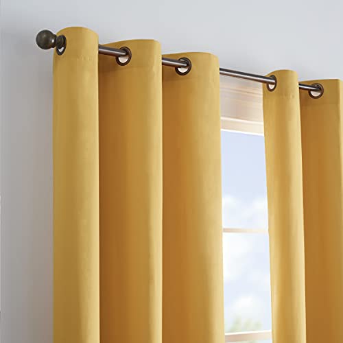 Image of ECLIPSE Blackout Curtains for Bedroom - Microfiber 42 inch x 84 inch Thermal Insulated Single Panel Grommet Top Room Darkening Curtains for Living Room, Ochre