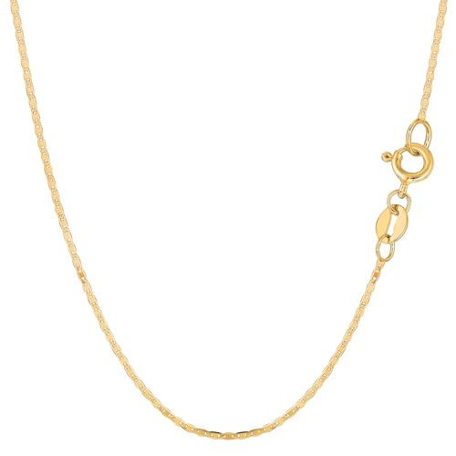 10k Yellow Real Gold Mariner Link Chain Necklace, 1.2mm, 24