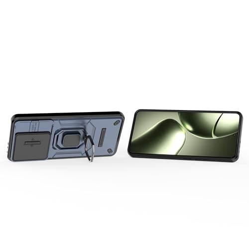 Image of Thermoplastic Polyurethane Camshield Pro Case With Slide Camera Protection And Ring Stand Bumper Back Case Cover For Xiaomi 14T 5G (Blue)