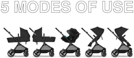 Cybex EOS 5-in-1 Travel Stroller + Aton 2 Infant Car Seat with SensorSafe & Load Leg β Converts from Carriage to Reversible Toddler Seat, Travel System Ready, Lightweight & Comfortable, Black/Black - 1