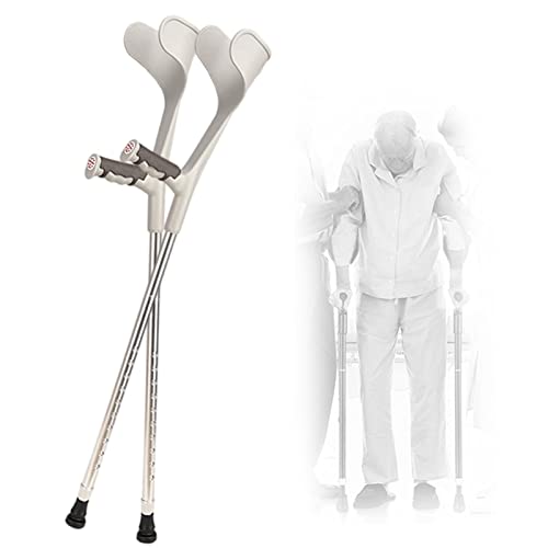 Ergonomiczne kule na przedramienie, składane kule aluminiowe, kule medyczne, dla osób starszych, niepełnosprawnych i niepełnosprawnych fizycznie, obsługuje do 330 funtów (srebro)