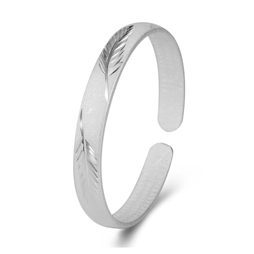 925 Sterling Silver Cuff Bangle Bracelets Adjustable Open Bangles, Fashion Jewelry Simple Adjustable 925 Silver Bangles for Women Mom Wife
