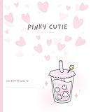 Pinky Cutie: Cute Bunny Boba Notebook for Girls – 100 Pages, 7.5 x 9.25, Pink Aesthetic Journal: Adorable Rabbit Milk Tea Notebook for School, Journaling, and Gifts