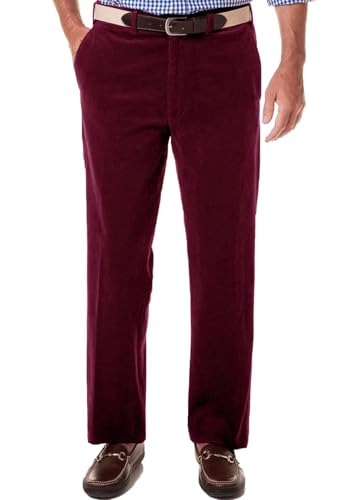Mens Classic Fit Velvet Pants Flat Front Adjustable Waist Suit Pant for Work