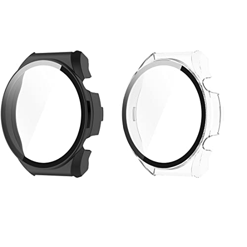 Moorovgi Protection Écran Compatible avec Xiaomi Watch S1,Housse de Protection Verre Trempé Protecteur Cover Rigide PC Anti-Rayures pour Xiaomi Watch S1 (transparent+Noir) Cover