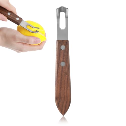 Channel Knife, Citrus Zester And Orange Peeler Tool, Walnut Wood And Stainless Steel Bar Tool For Decorating Cocktails, Desserts, Perfect For Home Bars, Craft Cocktails, Bartender Gifts