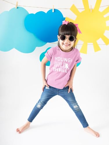 Image of Young Wild and Three Girl 3rd Birthday Outfit Toddler Shirts 3 Year Old Girls Third Party Tshirt