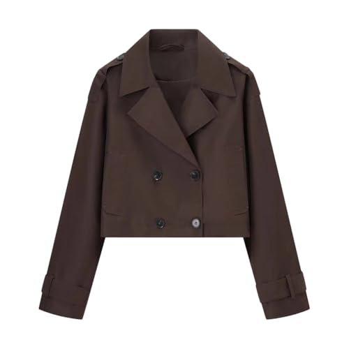 Trench femme court à revers avec double boutonnage croisé pour mi-saison confortable