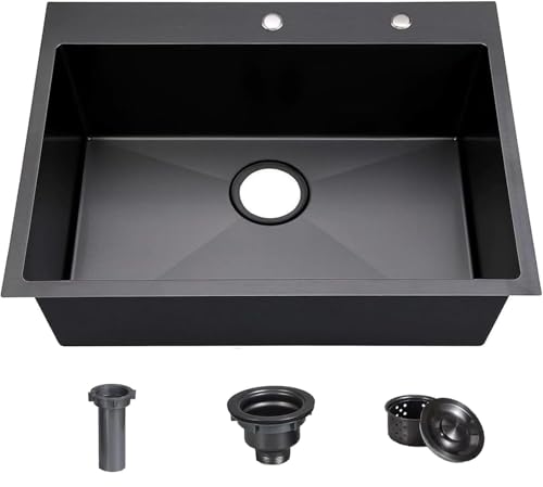 COMLLEN 33 Inch Black Drop In Sink