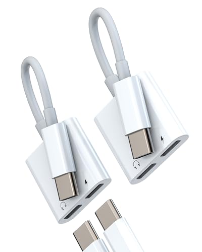 Adattatore usb c cuffie(2 pack)doppio Tipo C jack auricolari e ricarica presa per Apple iPhone 16 15 compatibile per Samsung S24 DAC audio aux cavo Type-c headphone caricatore accessori caricabatteria