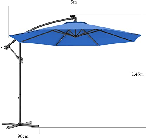 Parasol banane à énergie solaire avec éclairage LED de terrasse - 5