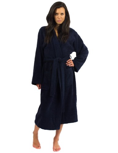 TowelSelections Women's Robe Turkish Cotton Luxury Terry Cloth Kimono Bathrobe X-Large/XX-Large Navy