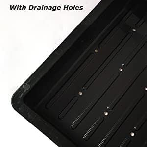 Image of Grow Tray, Fodder, Microgreens Tray with Drainage Holes, 2ft x 1.5ft x 3 inch, Black, Stackable Seedling and Microgreen Container (5 Trays)