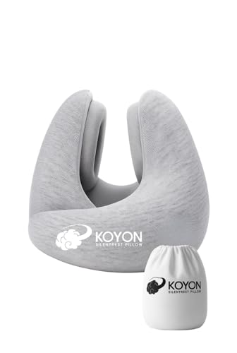 KOYON Silentrest Oreiller de Voyage Mémoire de Forme | Coussin Cervical Ergonomique Réduction du Bruit | Léger & Portable avec Sac de Transport | Idéal...