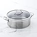ProCook Professional Stainless Steel - Grande Braisière Marmite Faitout Bas - 28 cm / 6,1L - INOX 18 10 Compatible Induction - Couvercle Verre Trempé - Poignées INOX Isolantes