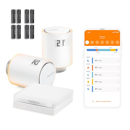 Netatmo Starter Pack - Tête Thermostatique Connectée et Intelligente, Contrôle à Distance, Économie d'énergie, Pack pour Chauffage collectif, Compatible Alexa, Apple et Google Home, NVP-AMZ