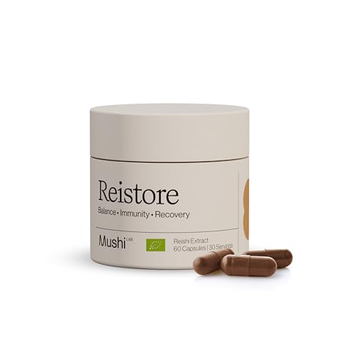 Reishi Mushi LAB - Extracto Reishi Puro en Cápsulas - Orgánico Premium - Sin aditivos - Antioxidante natural para el sistema inmune - Envase 100% Biodegradable