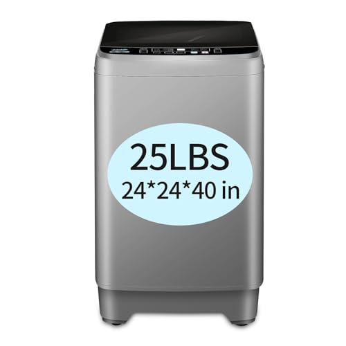 Full Automatic Top Load Washing Machine, 25 lbs Capacity, Gray, 24x24x40 in