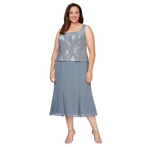 Robe mi-longue boutonnée Alex Evenings ajustée en taille petite