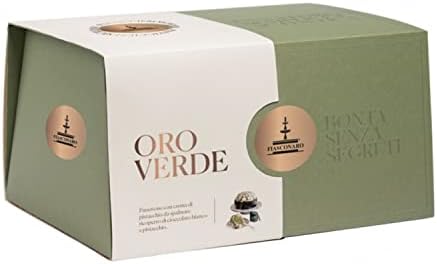 Fiasconaro Oro Verde Panettone with Pistachio Cream and Spreader, 1000 Gram