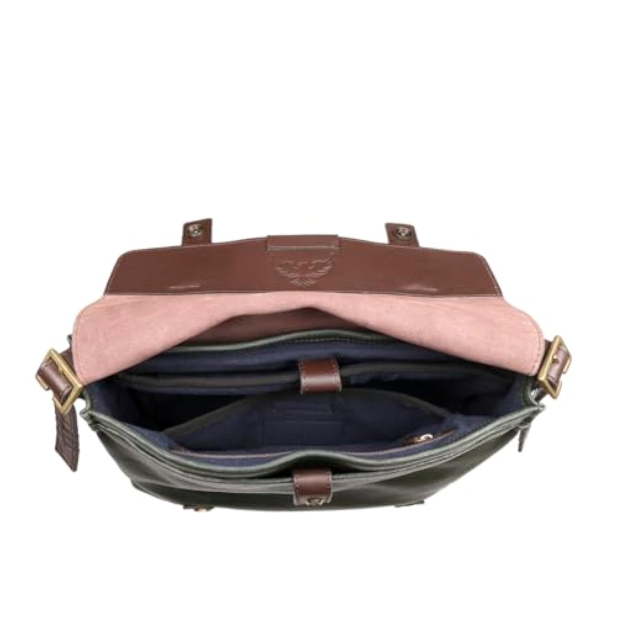 Women's Olive Leather Large Messenger Bag