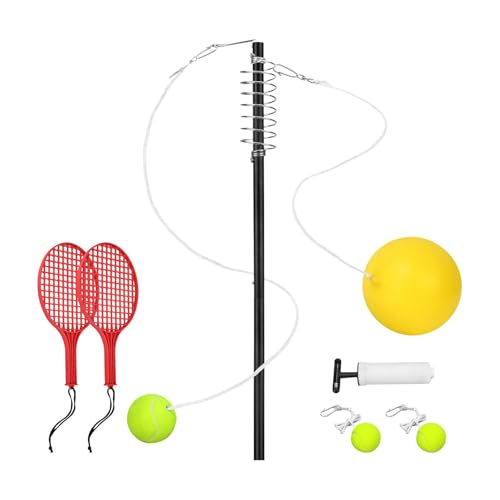 Oshhni Tetherball Tennis Game Tennis Training Aid with Paddles with Pole Tether Ball Self Practice for Indoor Outdoor Outdoor Garden