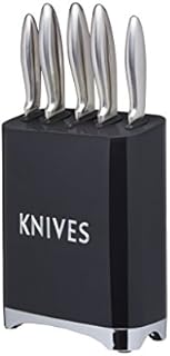 KitchenCraft Lovello Retro 5-Piece Stainless Steel Knife Set and Knife Block  Midnight Black, 19 x 10 x 24.5 cm