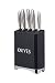LOVELLO KitchenCraft Retro 5-Piece Stainless Steel Knife Set and Knife Block – Midnight Black