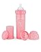 Twistshake Biberón Anti-cólicos con Tetina Flujo Rápido de Silicona para Bebés, la Alimentación Biberón Con Tetina Similar al Pecho, Botella para Beber de Leche, 330 ml, Sin BPA, 4+ Meses, Rosa Pastel