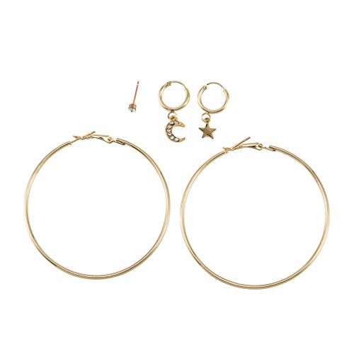 Preisvergleich Produktbild HYhy Star Moon Anhänger Baumelnde Ohrstecker Große Creolen Spitzbohrer Frauen Schmuck