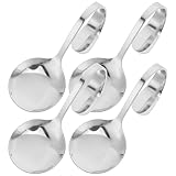 NUOBESTY Cucharas de Acero Inoxidable para Ensalada Mango Curvo, 4 Piezas, para Cocina Molecular y Buffet en Restaurantes
