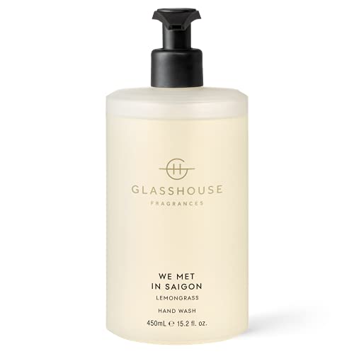 Glasshouse Fragrances We Met In Saigon Hand Wash, Rich in Aloe Vera & Vitamin E, Soothing & Moisturizing, Lemongrass Scent, 15.2 Fl Oz (450mL)