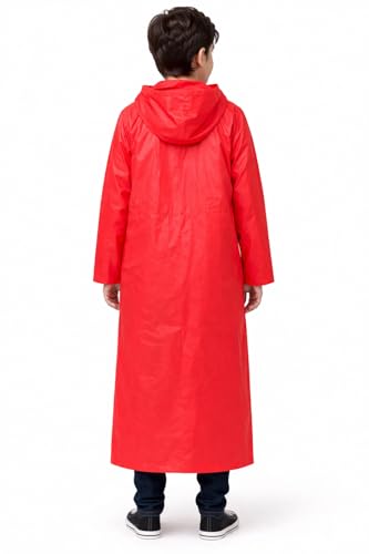 Image of Nephar Boys & Girls Waterproof Hooded Raincoat | Long Rain Protection Jacket | Lightweight Windproof Monsoon Wear | Kids Outdoor Rain Coat