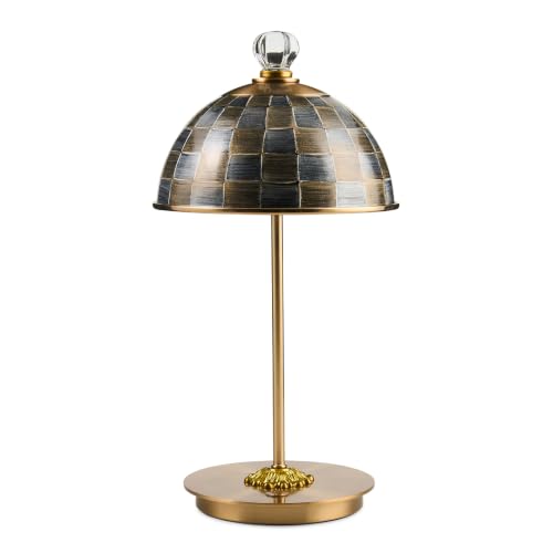 MACKENZIE-CHILDS LED Dome Table Lamp, Gray-and-Bronze Sophisticheck
