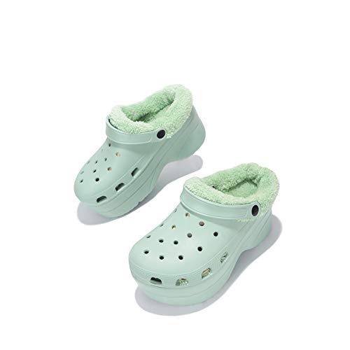 Cape Robbin Gardener-3 Platform Clogs Slippers for Women, Womenâ€™s Fashion Comfortable Slip On Slides Shoes with Fur - Olive Size 10