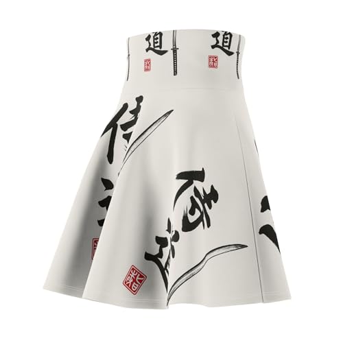 Samurai Theme Skater Skirt for Women, Perfect for Martial Arts Lovers4